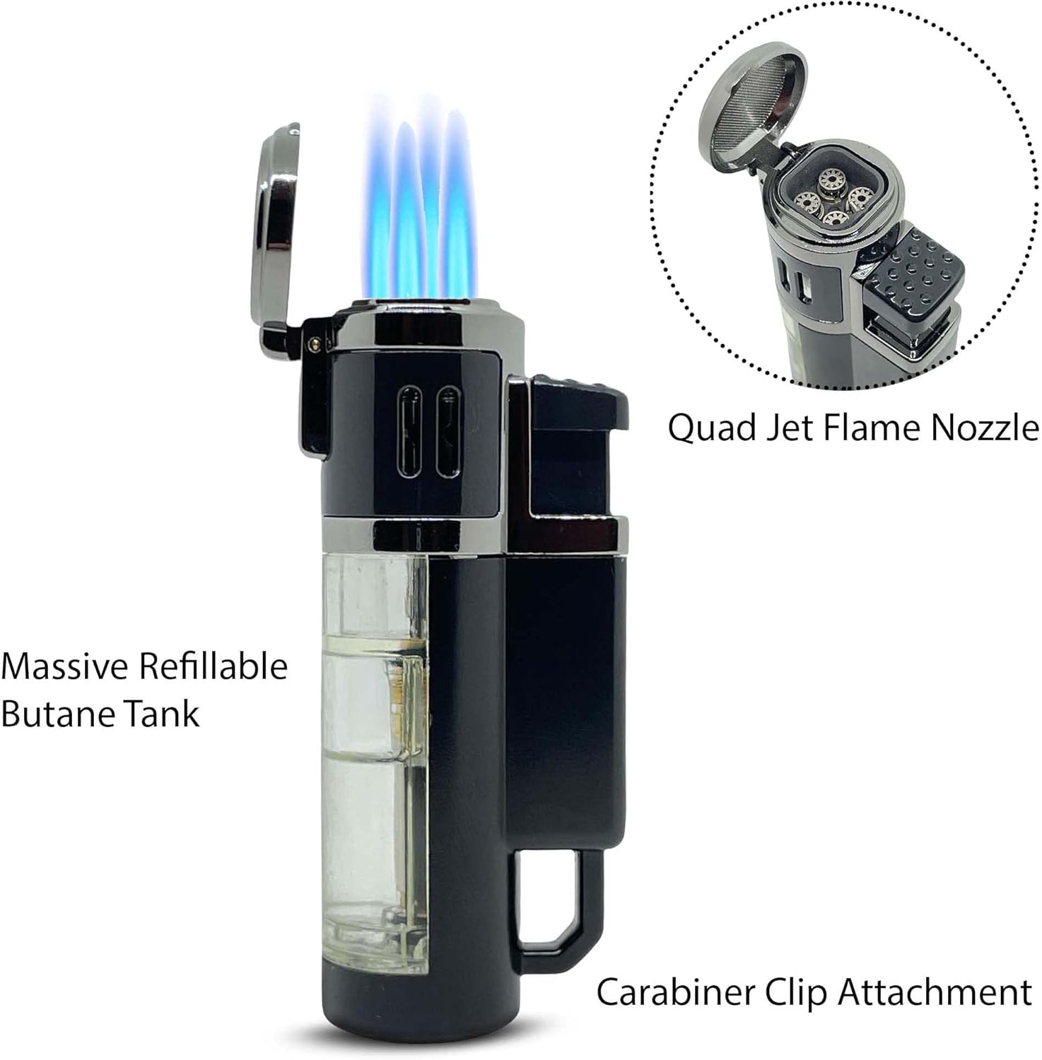 VALOR Quad-Jet Torch Lighter | Massive 4-Flame Power | Built for the Bold